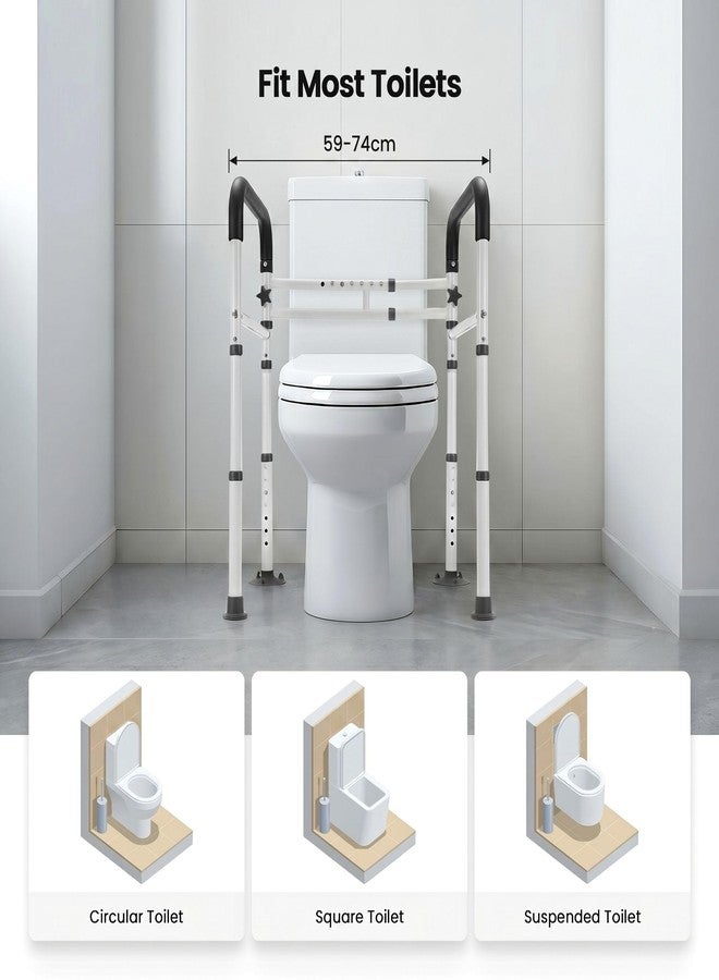 Careboda Toilet Safety Rails, Toilet Frame for Seniors, Elderly & Disabled, Toilet Rails Adjustable, Foldable Toilet Handles, Non-Slip Foot Mats, Easy to Store, Fit Any Toilets, 300lbs Capacity - Image 2