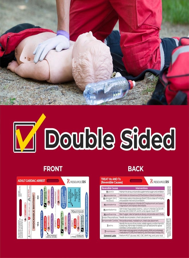 Resource RN Advanced Cardiac Life Support (ACLS) Badge Buddy - 2-Card Set | Quick Reference Guide for Emergency & Critical Care | Horizontal & Vertical Compatible - Image 3