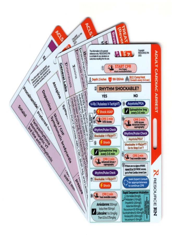 Resource RN Advanced Cardiac Life Support (ACLS) Badge Buddy - 2-Card Set | Quick Reference Guide for Emergency & Critical Care | Horizontal & Vertical Compatible - Image 5