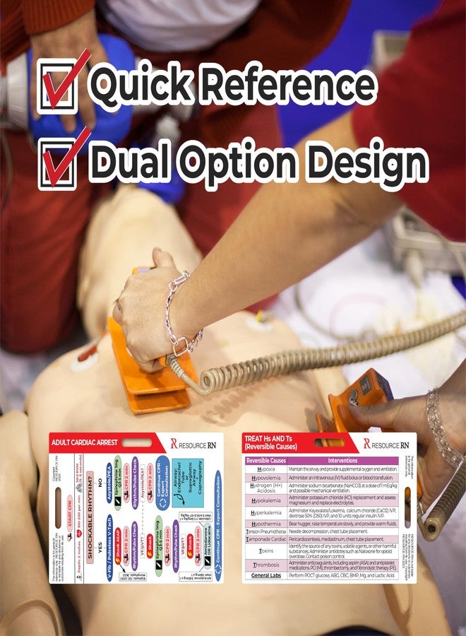Resource RN Advanced Cardiac Life Support (ACLS) Badge Buddy - 2-Card Set | Quick Reference Guide for Emergency & Critical Care | Horizontal & Vertical Compatible - Image 2
