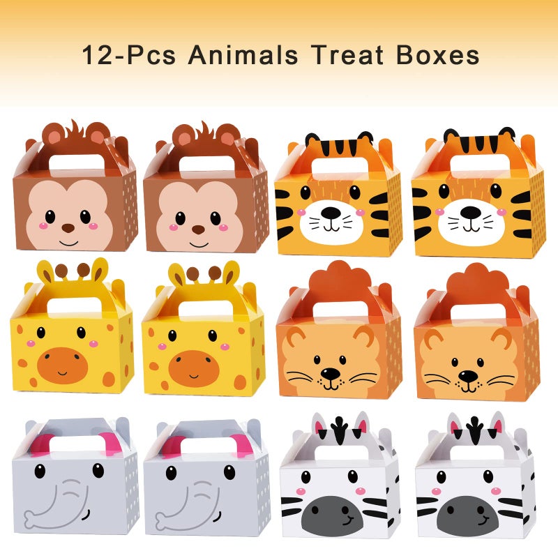 Tevxj 12 Pack Jungle Safari Animals Party Favor Boxes Zoo Animals Theme Happy Birthday Goodies Treat Boxes Jungle Safari Party Candy Gift Bags for Kids Baby Shower Party Decorations Supplies - Image 3