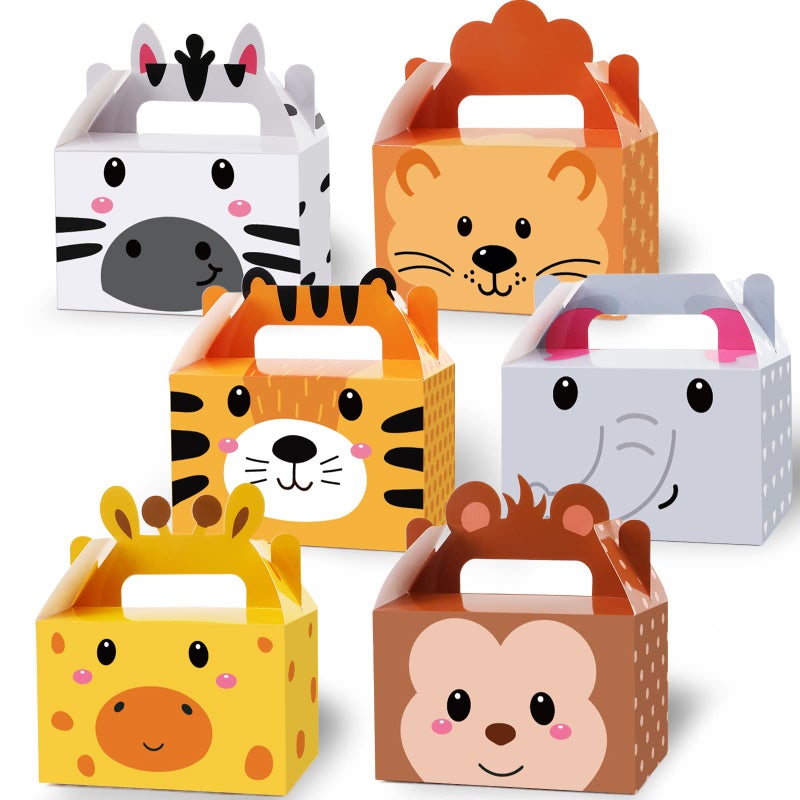 Tevxj 12 Pack Jungle Safari Animals Party Favor Boxes Zoo Animals Theme Happy Birthday Goodies Treat Boxes Jungle Safari Party Candy Gift Bags for Kids Baby Shower Party Decorations Supplies - Image 1