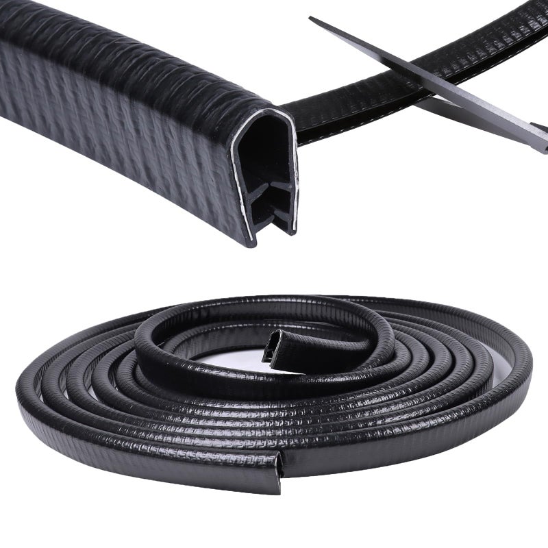 GoldWheel Edge Trim Black U-Channel Rubber Trim Edge with Metal 1/2" X 3/8" - Fit Gap 3/64" to1/4 Car Door Edge Sealing Strip, PVC Weather Stripping with Steel, Metal Edge Protector, 26FT - Image 4