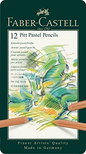 FABER-CASTELL Faber-Castel FC112112 Pitt Pastel Pencils in A Metal Tin (12 Pack), Assorted - Image 1