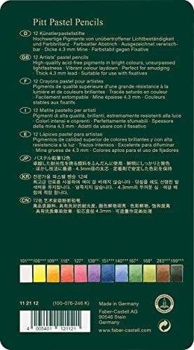 FABER-CASTELL Faber-Castel FC112112 Pitt Pastel Pencils in A Metal Tin (12 Pack), Assorted - Image 3