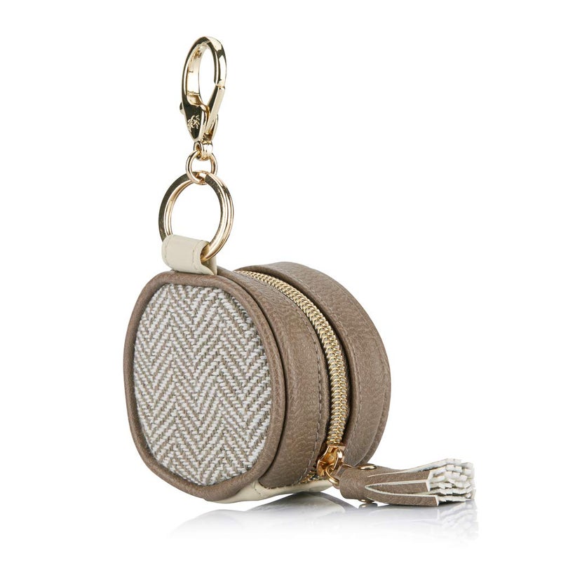 Itzy Ritzy Pacifier Holder Case with Clip - Pacifier Case Includes Clasp to Easily Attach to a Diaper Bag or Purse, Measures 2.5" in Diameter and Holds 2 Pacifiers (Vanilla Latte) - Image 4