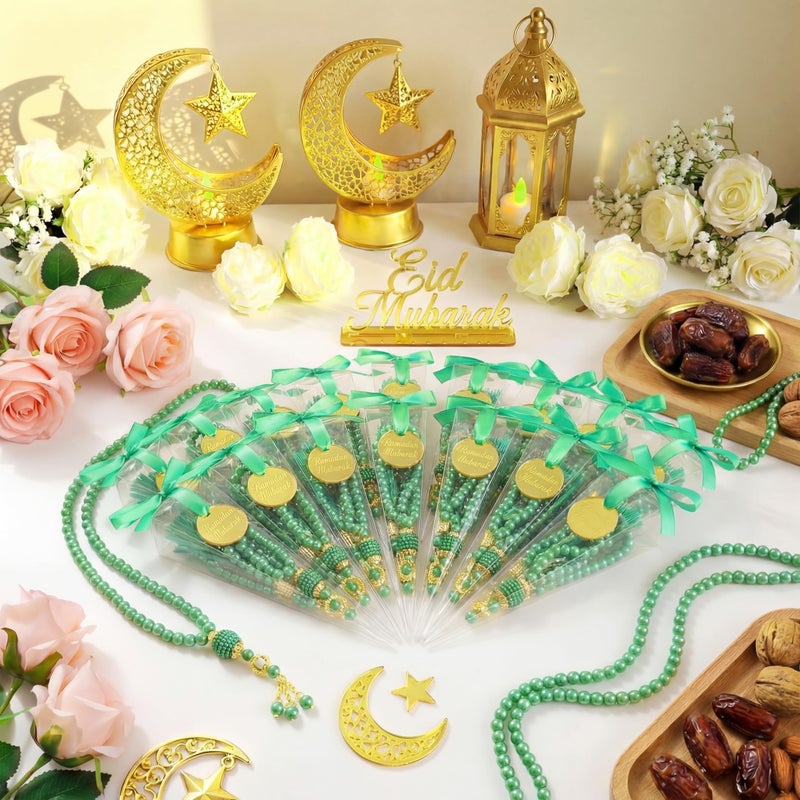 Ferreve 24 Sets Islamic Prayer Beads Bulk Ramadan Eid Gifts Muslim Party Favors Eid Mubarak Pearl Prayer Beads for Ramadan Islamic Festival Party Favor Wedding Bridal Shower GiftsGreen - Image 2