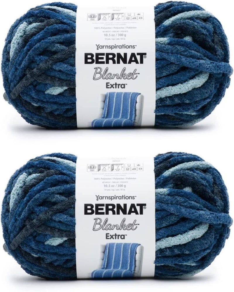 Bernat Blanket Extra Teal Dreams Yarn - 2 Pack of 300g/10.5oz - Polyester - 7 Jumbo - 97 Yards - Knitting/Crochet - Image 2