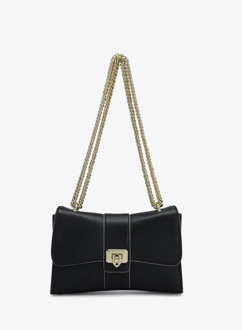 Da Milano Genuine Leather Black Sling Bag