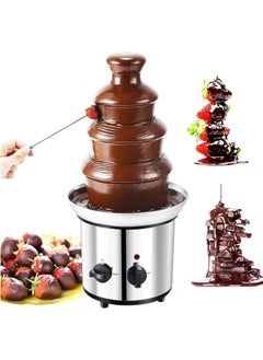Chocolate Fountain, 4 Tier Hot Chocolate Fondue Fountain Machine, Large Size Stainless Steel Chocolate Fountain Fondue Set