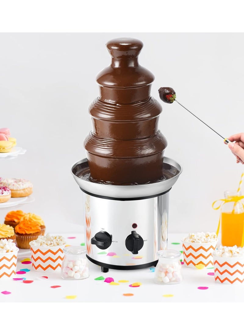 Generic - Chocolate Fountain, 4 Tier Hot Chocolate Fondue Fountain Machine, Large Size Stainless Steel Chocolate Fountain Fondue Set - Image 1