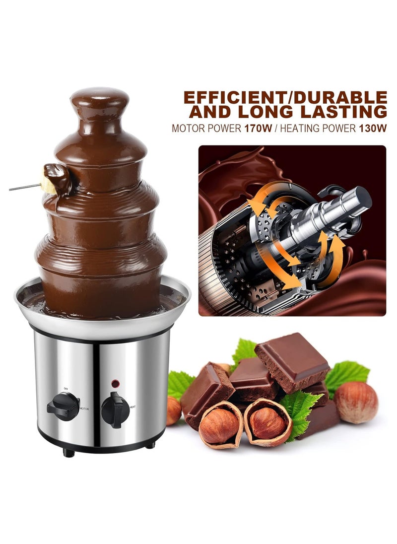 Generic - Chocolate Fountain, 4 Tier Hot Chocolate Fondue Fountain Machine, Large Size Stainless Steel Chocolate Fountain Fondue Set - Image 1