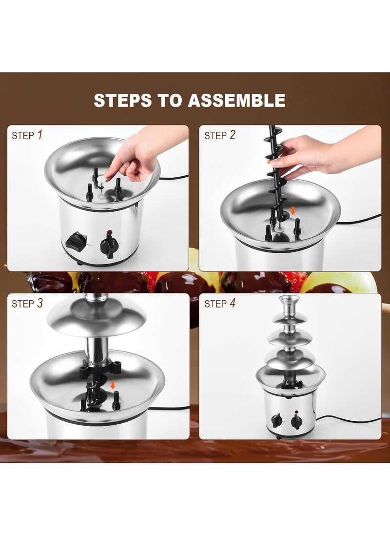 Generic - Chocolate Fountain, 4 Tier Hot Chocolate Fondue Fountain Machine, Large Size Stainless Steel Chocolate Fountain Fondue Set - Image 1