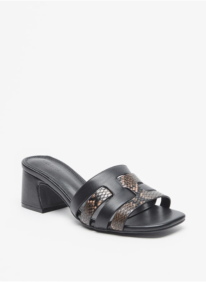 Celeste Women's Animal Textured Slip-On Sandals with Block Heels  - Image 1
