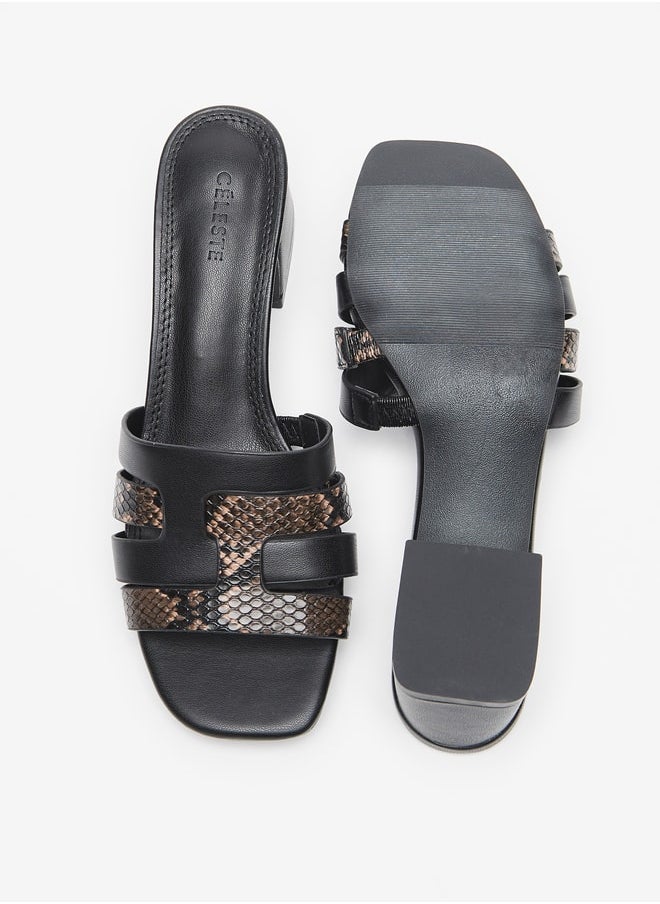 Celeste Women's Animal Textured Slip-On Sandals with Block Heels  - Image 5
