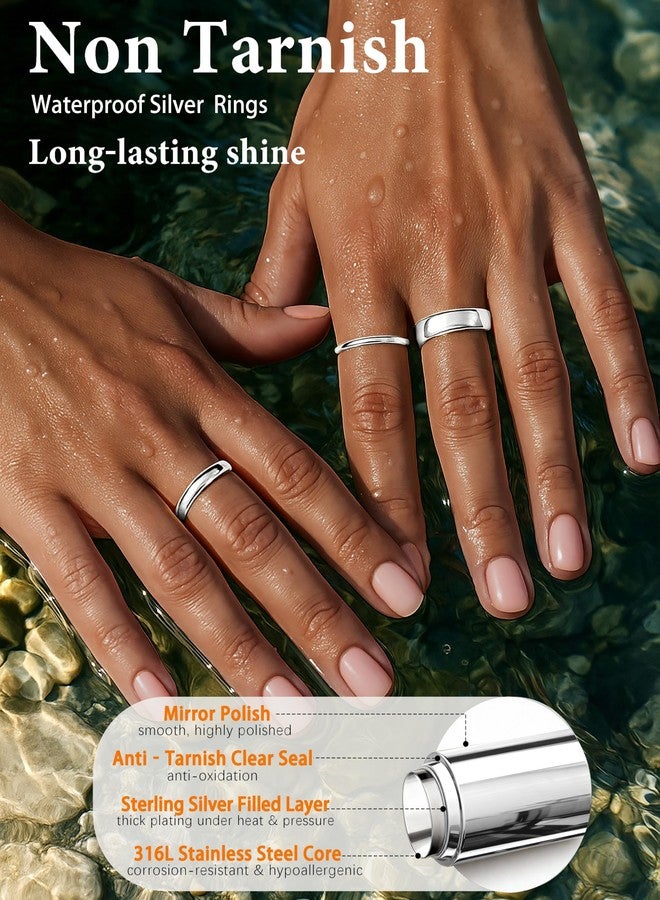 Poxtex Gold Band Rings for Women Non Tarnish, 14K Gold Plated Rings Set for Wedding Statement, Stackable Simple Thumb Pinky Bands Comfort Fit 3Pcs 1mm 3mm 5mm for Jewelry Gift, 6, Metal, No Gemstone - Image 4