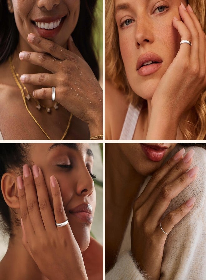 Poxtex Gold Band Rings for Women Non Tarnish, 14K Gold Plated Rings Set for Wedding Statement, Stackable Simple Thumb Pinky Bands Comfort Fit 3Pcs 1mm 3mm 5mm for Jewelry Gift, 6, Metal, No Gemstone - Image 3