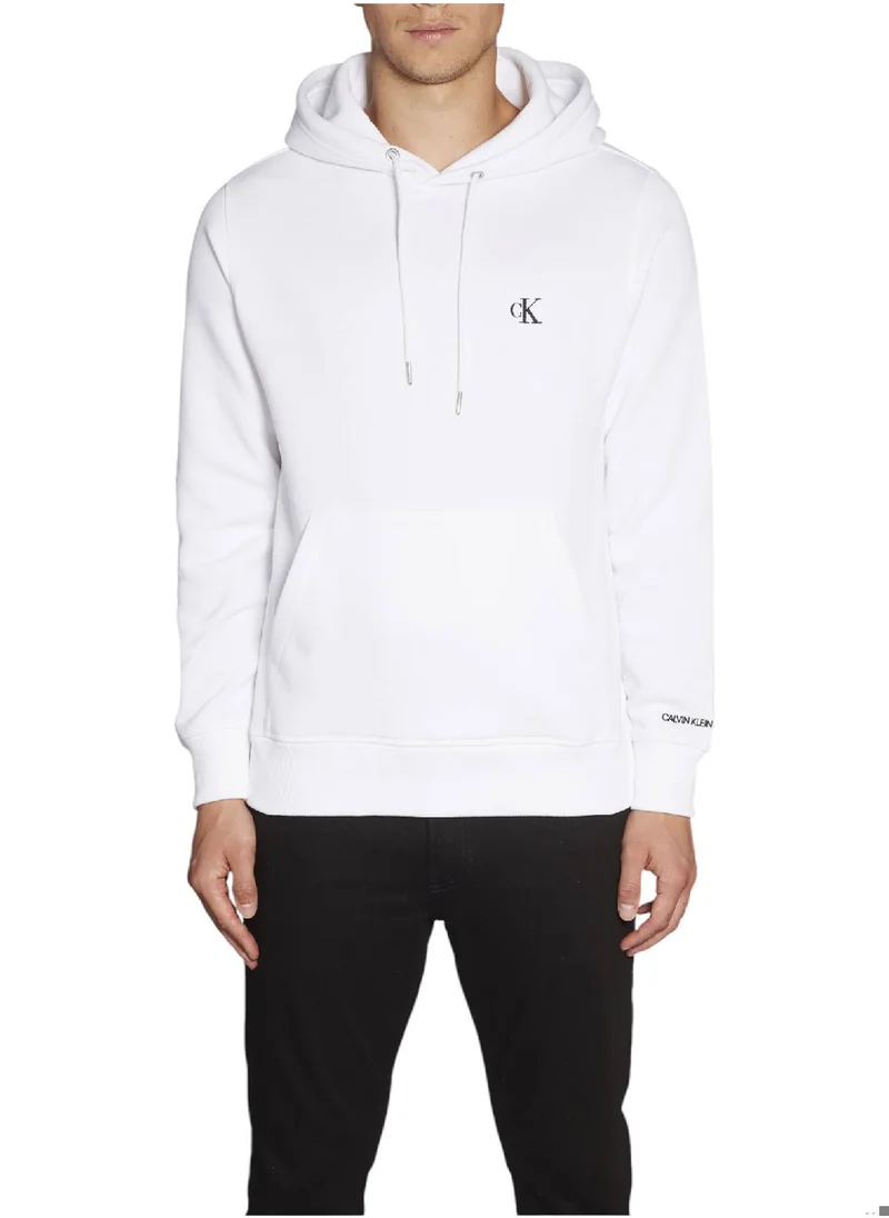 Calvin Klein Jeans Men's Fleece Hoodie - Cotton Blend, White