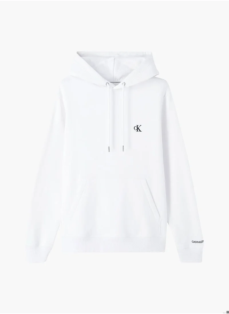 Calvin Klein Jeans Men's Fleece Hoodie - Cotton Blend, White