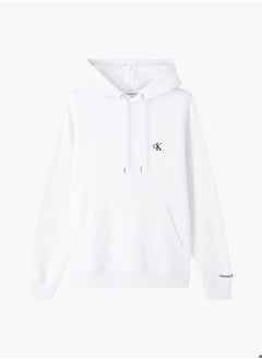 Calvin Klein Jeans Men's Fleece Hoodie - Cotton Blend, White  - Image 2