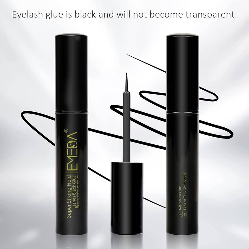 EMEDA Eyelash Glue Black Lashes Glue Super Strong Hold 24H/ Water Proof/Formula/Quick Dry Pegamento De Pestaas False Eyelash Adhesive Strip Adhesive(5ml) - Image 3