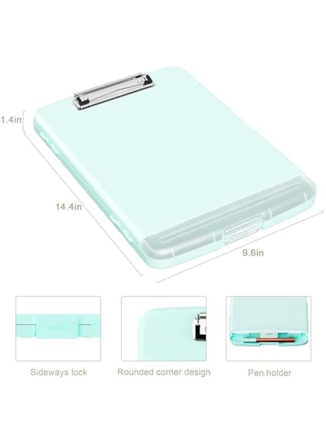 Piasoenc Clipboard with Storage, 8.5 x 11 Organization Box with Pen Holder and A4 Legal Paper Folder, Folio & Side-Opening, Low Profile Clip,for Nurses,Teachers, Size 14 x 9.6 x 1.2 in, Blue - Image 3