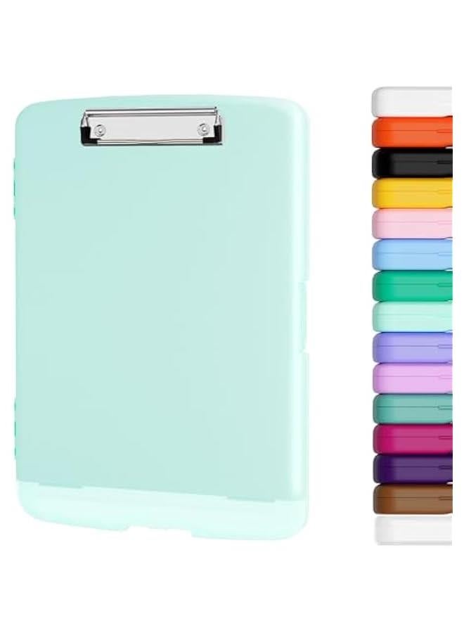 Piasoenc Clipboard with Storage, 8.5 x 11 Organization Box with Pen Holder and A4 Legal Paper Folder, Folio & Side-Opening, Low Profile Clip,for Nurses,Teachers, Size 14 x 9.6 x 1.2 in, Blue - Image 1