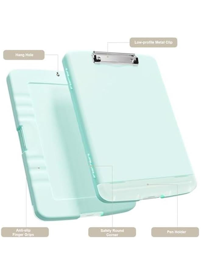 Piasoenc Clipboard with Storage, 8.5 x 11 Organization Box with Pen Holder and A4 Legal Paper Folder, Folio & Side-Opening, Low Profile Clip,for Nurses,Teachers, Size 14 x 9.6 x 1.2 in, Blue - Image 2