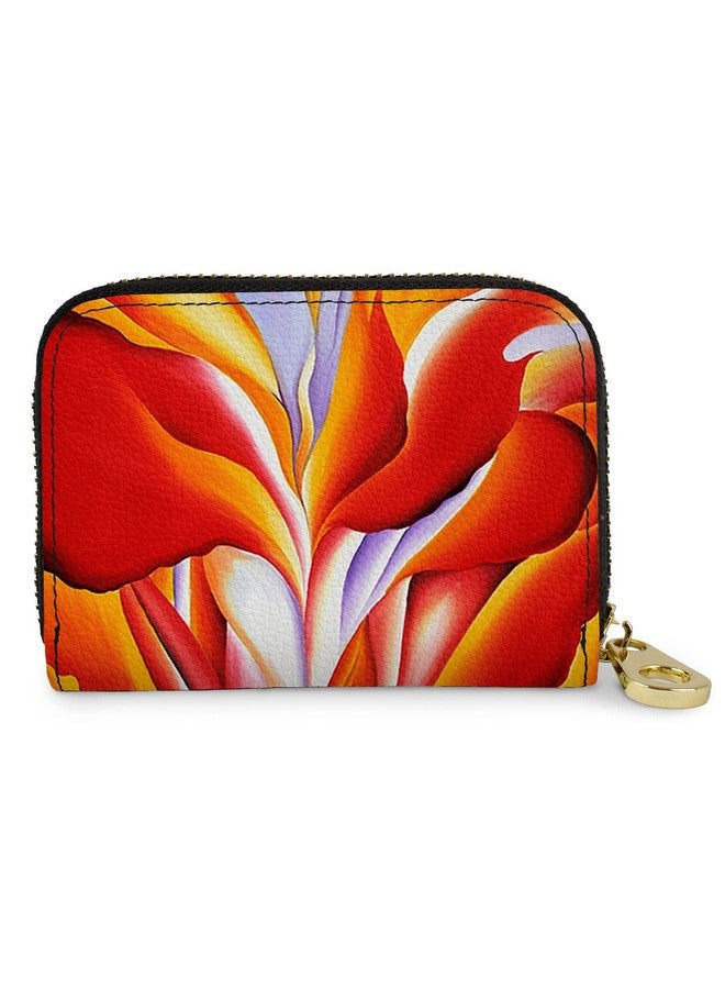 MONARQUE Rfid Secure Armored Signature Zipper Wallet (Georgia O'Keeffe Red Canna) - Image 1