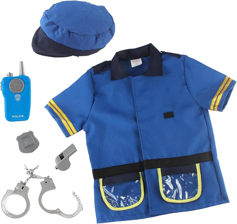 klarako 6pcs Police Officer Costume Set with Accessories for Kids Role Play Kit Dress Up Costume Accessories, Ages 3-6 yrs Blue - Image 3