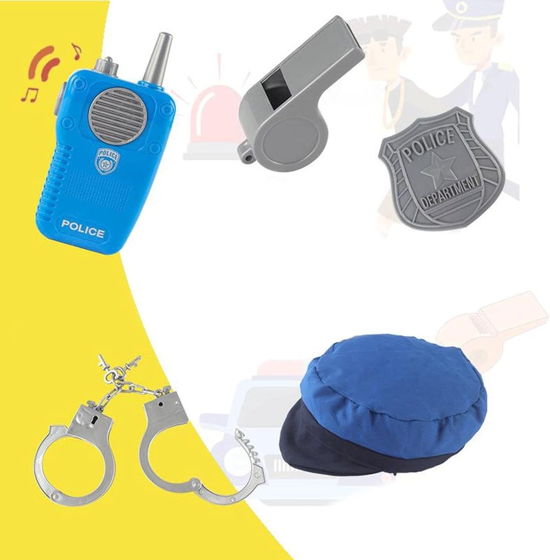 klarako 6pcs Police Officer Costume Set with Accessories for Kids Role Play Kit Dress Up Costume Accessories, Ages 3-6 yrs Blue - Image 5