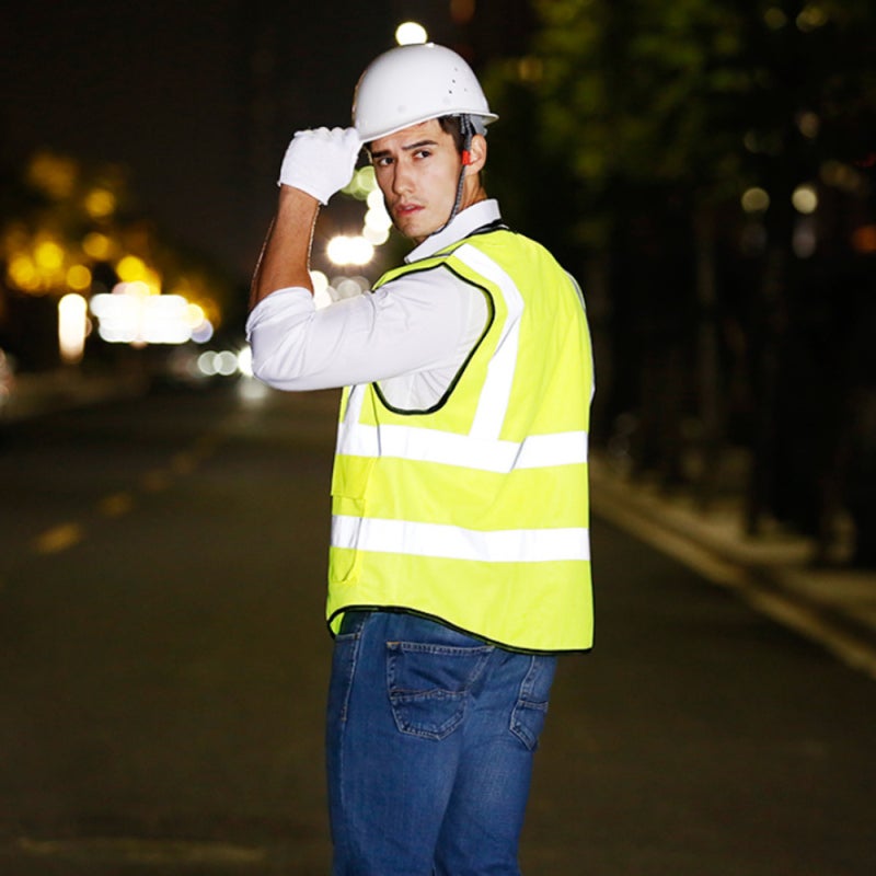 High-Visibility Safety Vest: Fluorescent Red L Size - 360° 2” Reflective Strips Breathable Quick-Dry Fabric for Construction Traffic Control Security - Image 4