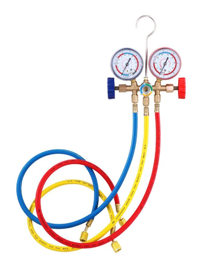 NIBEMINENT Refrigerant Air Conditioner Gauge With Hose And Hook Tool Multicolour