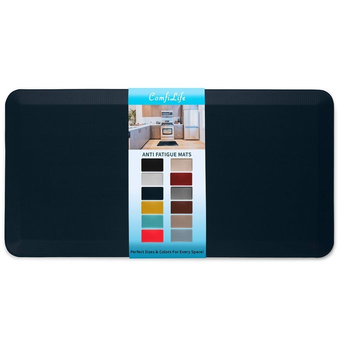 ANTI FATIGUE FLOOR MAT 34 INCH THICK KITCHEN MATS FOR FLOOR STANDING DESK MAT KITCHEN RUG COMFORT AT HOME OFFICE DURABLE STAIN RESISTANT NONSLIP BOTTOM 24 X 70 NAVY