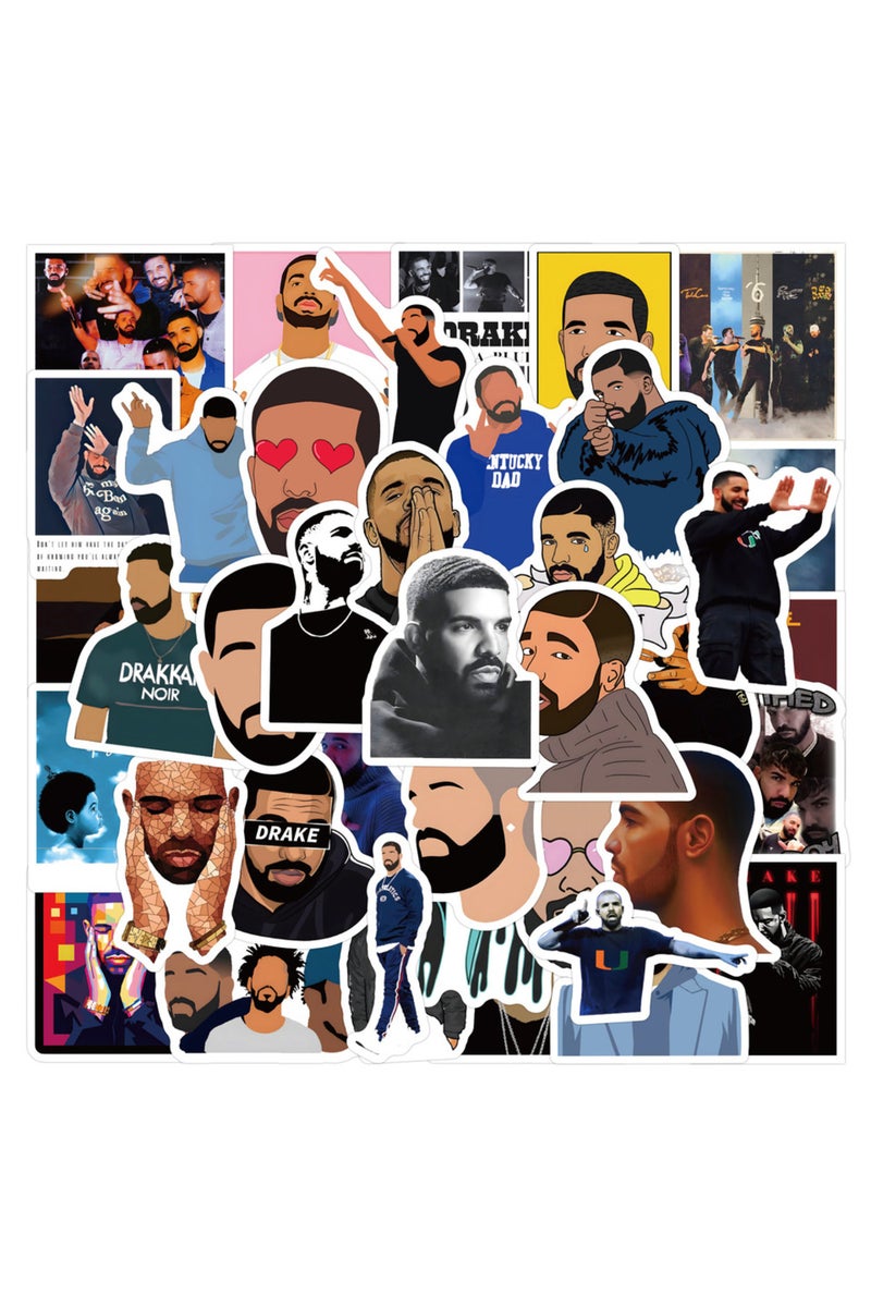 MULTICOLOR 62Pcs Singer Drake Stickers Rap Drake DIY Stickers Scrapbooking Phone Luggage Skateboard