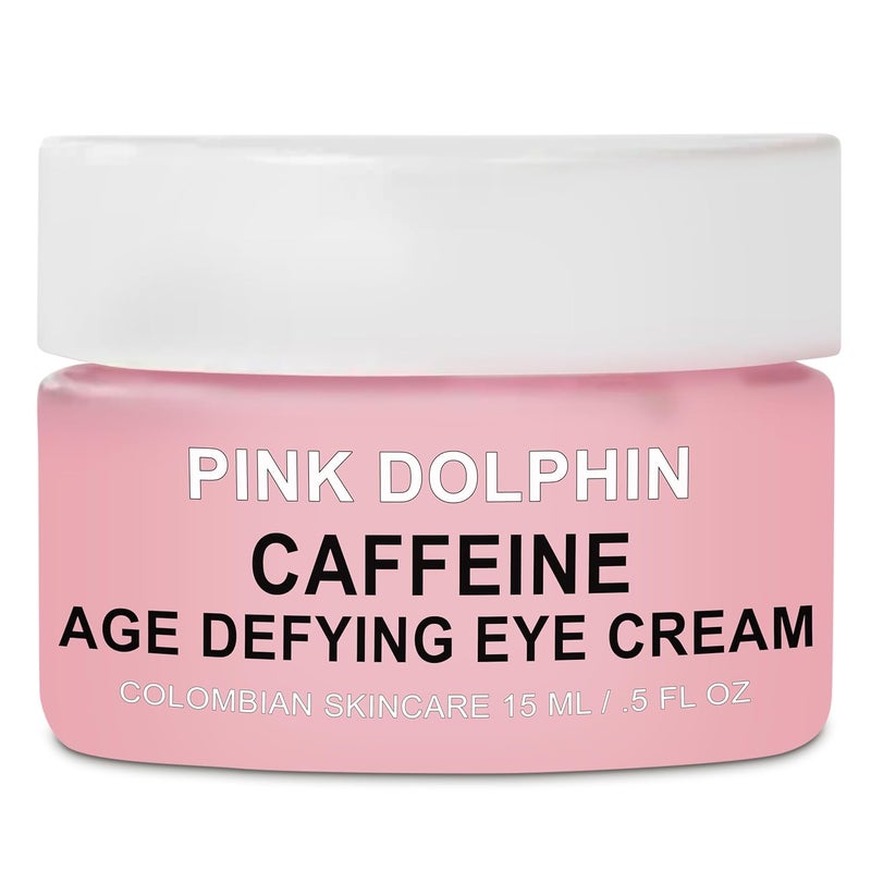 Pink Dolphin Caffeine Eye Cream AntiAging Eye Treatment for Dark Circles Puffiness Fine Lines Hydrating Formula with Caffeine Hyaluronic Acid Skincare 05 fl oz - Image 1