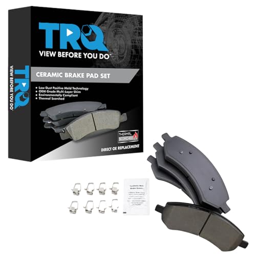 TRQ Front Brake Pads Ceramic Compatible with 2007-2009 Chrysler Aspen 2005-2010 Dodge Dakota Durango 2006-2010 Ram 1500 2006-2009 Mitsubishi Raider 2011-2018 Ram 1500 2019-2021 1500 Classic 2011 - Image 2