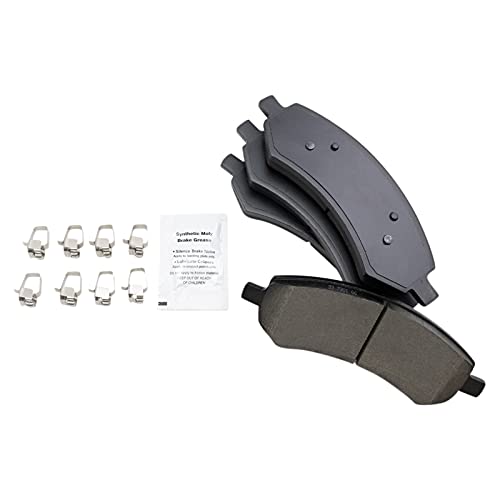 TRQ Front Brake Pads Ceramic Compatible with 2007-2009 Chrysler Aspen 2005-2010 Dodge Dakota Durango 2006-2010 Ram 1500 2006-2009 Mitsubishi Raider 2011-2018 Ram 1500 2019-2021 1500 Classic 2011 - Image 1