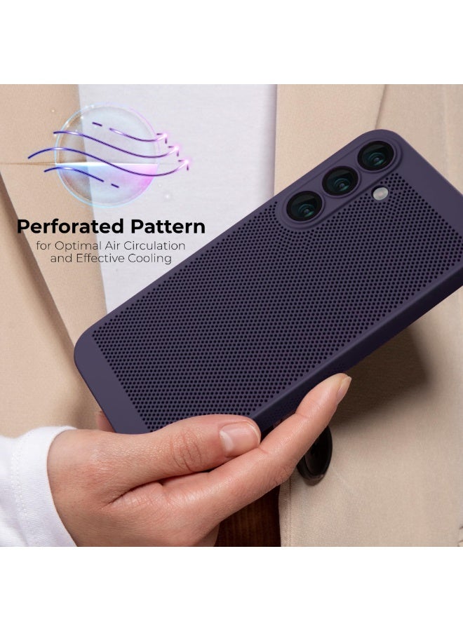 Heat Dissipation Case with Built in Camera Lens Protector Slim Fit Breathable Cooling Anti Fingerprint Hard PC Back Shockproof Cover For Samsung Galaxy A26 (Purple) - Image 3