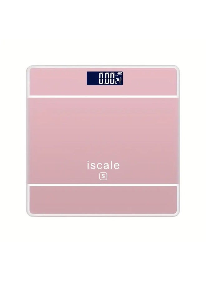 Iscale - Body Weight Digital Scale with LCD Display Screen 26x26x2cm Pink - Image 1