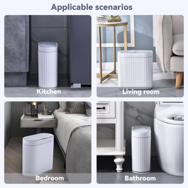 ELPHECO Bathroom Trash Can with Toilet Brush 2.5 Gallon Waterproof Trash Bin Smart Garbage can with lid Motion Sensor Waste Bin Automatic Bathroom Decor(Grey) - Image 5