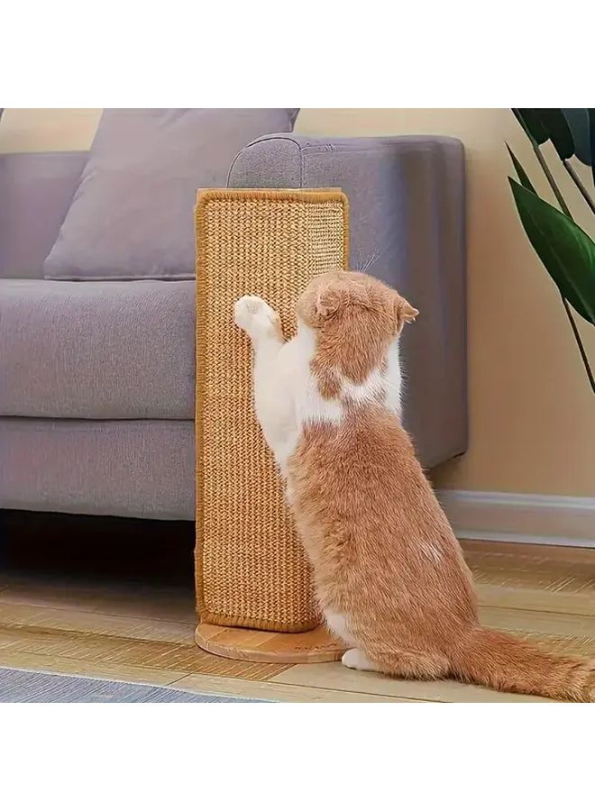 Beige Vertical Cat Scratching Post Sisal Rope Space Saving Durable Furniture Protector - Image 2
