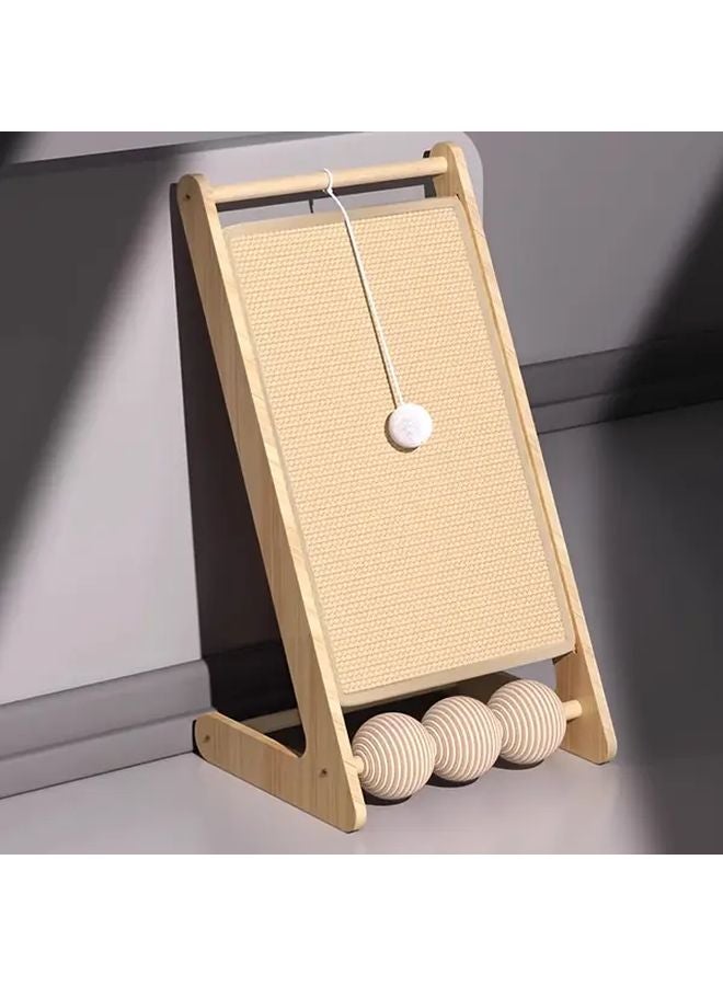 Beige Vertical Cat Scratching Post Sisal Rope Space Saving Durable Furniture Protector - Image 5