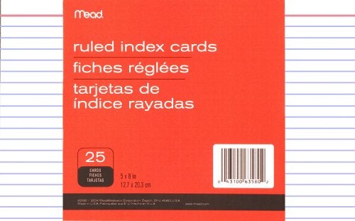 Mead Ruled Index Cards, 5 X 8 Inches (63580), White, 25 EA - Image 3