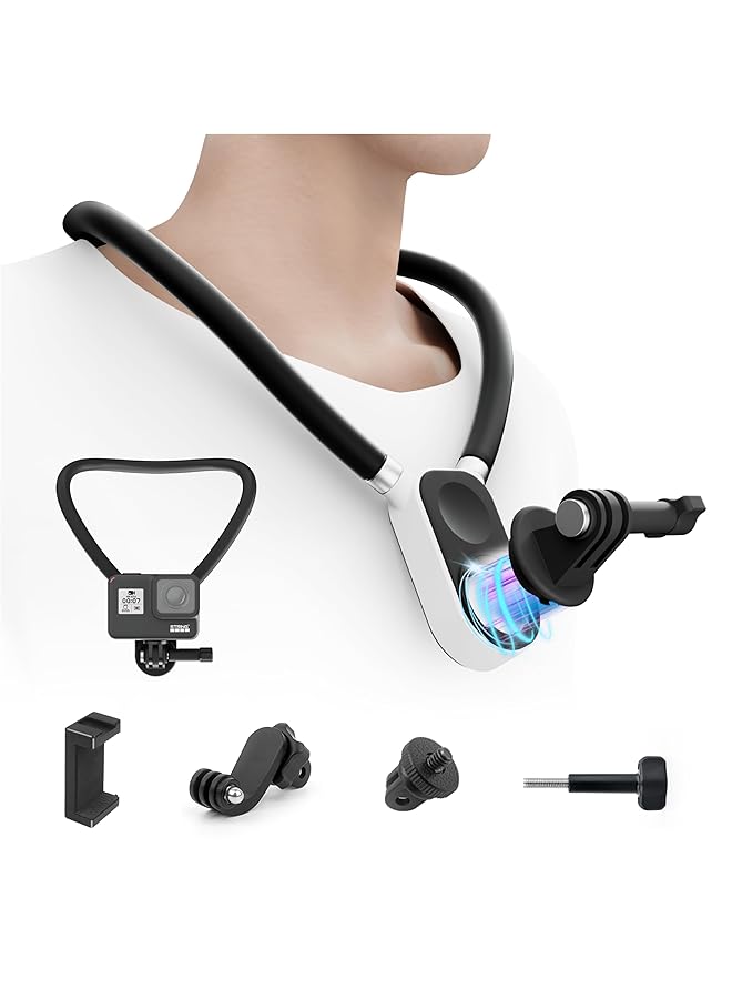 KASTWAVE Magnetic Silicone Neck Hanging Pov Selfie Mount With Phone Clip Vertical Mount Kit Hands Free Video Vlog Necklace For Gopro Insta360 Dji Action Camera Iphone Android Video Vlog Accessories - Image 1