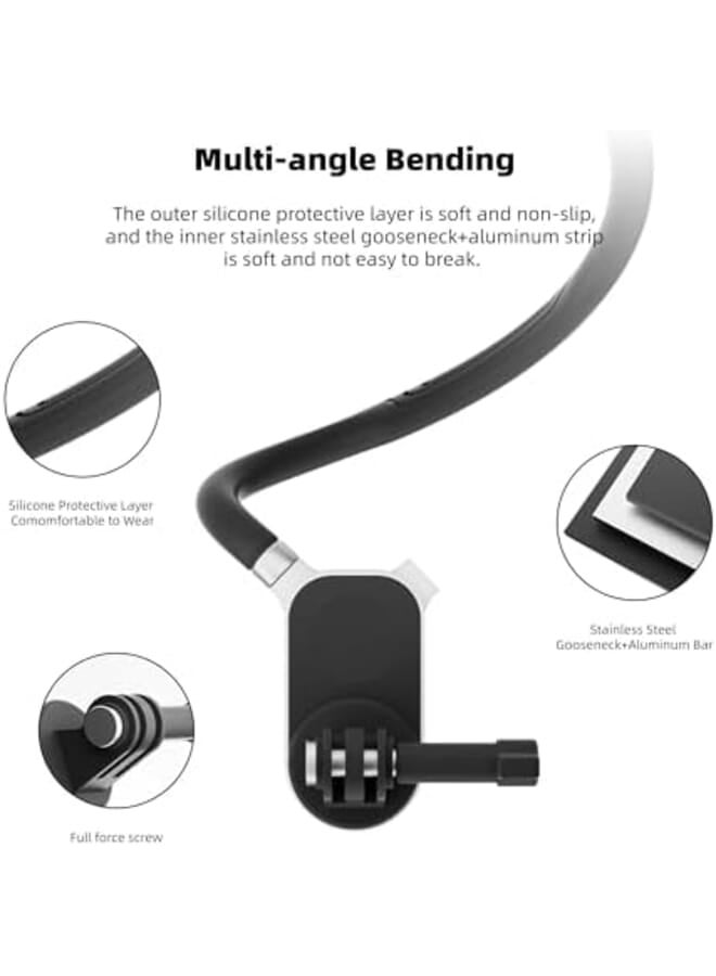 KASTWAVE Magnetic Silicone Neck Hanging Pov Selfie Mount With Phone Clip Vertical Mount Kit Hands Free Video Vlog Necklace For Gopro Insta360 Dji Action Camera Iphone Android Video Vlog Accessories - Image 3