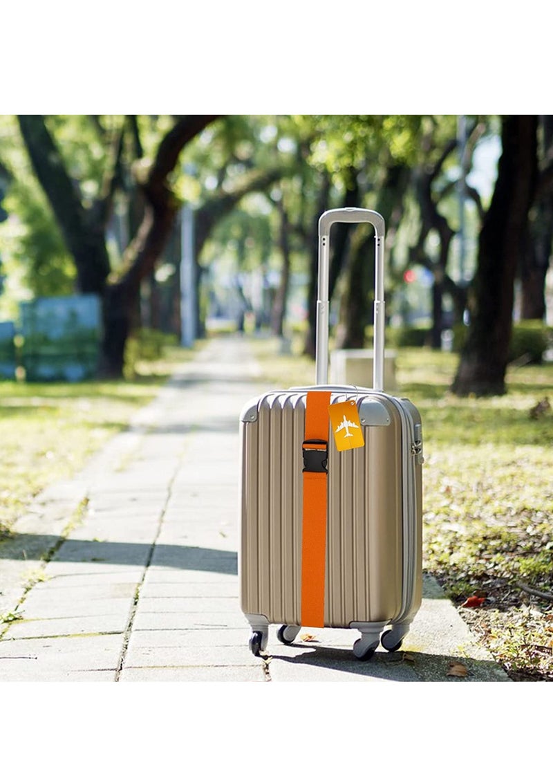SYOSI Luggage Straps for Suitcases, Cargo Strap, 2pcs Travel Suitcase Straps with 2pcs Luggage Tags, Wide Adjustable Packing Straps with Buckle for Suitcase Luggage Baggage, 70 x 2 Inch Orange  - Image 3