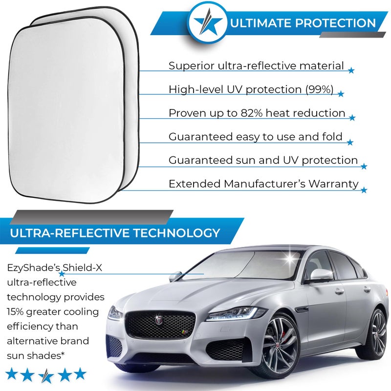 EzyShade Windshield Sun Shade with Shield-X Reflective Technology. See Vehicle Size-Chart. Foldable Car Sunshade for Front Windshield Window Car SUV Van Truck. Sun Visor Heat Shield. Sports (S) Size - Image 2