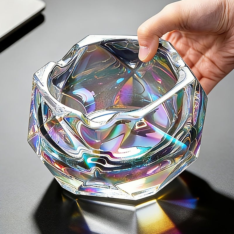 Transparent Crystal Glass Ashtray Home Decoration Cigarette Butt Container - Image 1