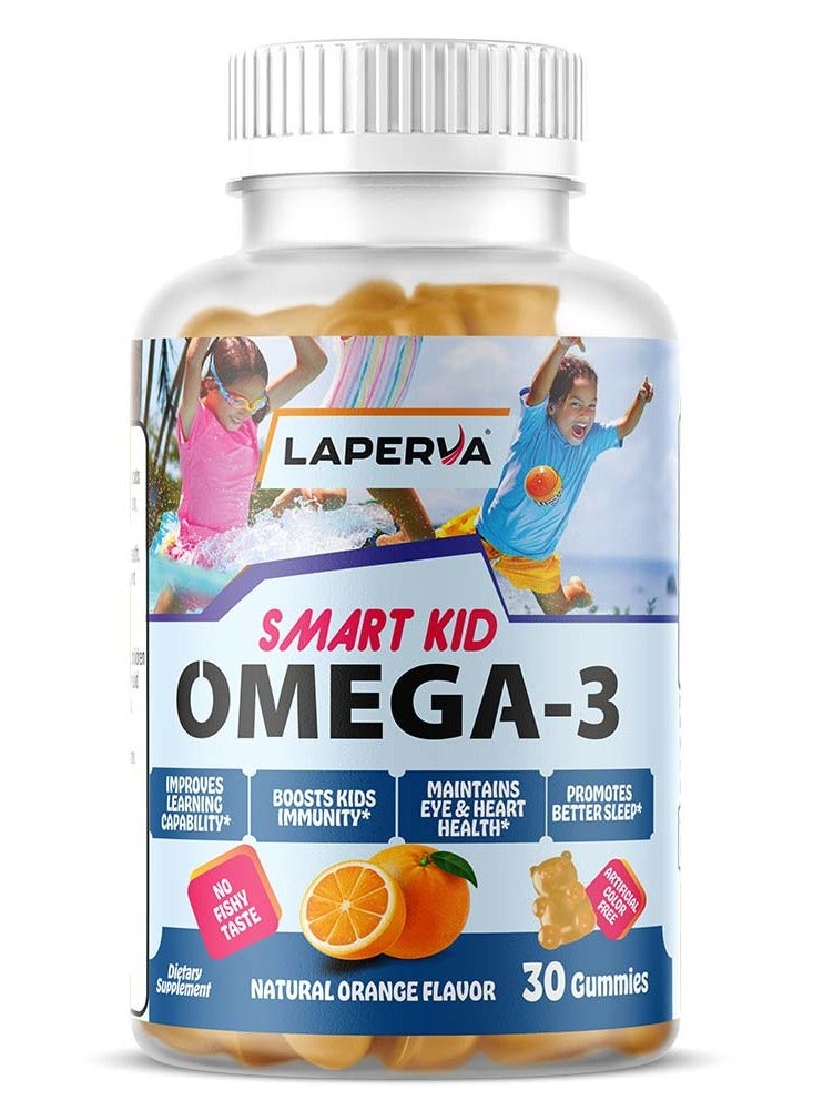 Laperva Smart Kids Omega 3 60 Gummies 50 mg Improves Learning Capability, Natural Orange Flavor